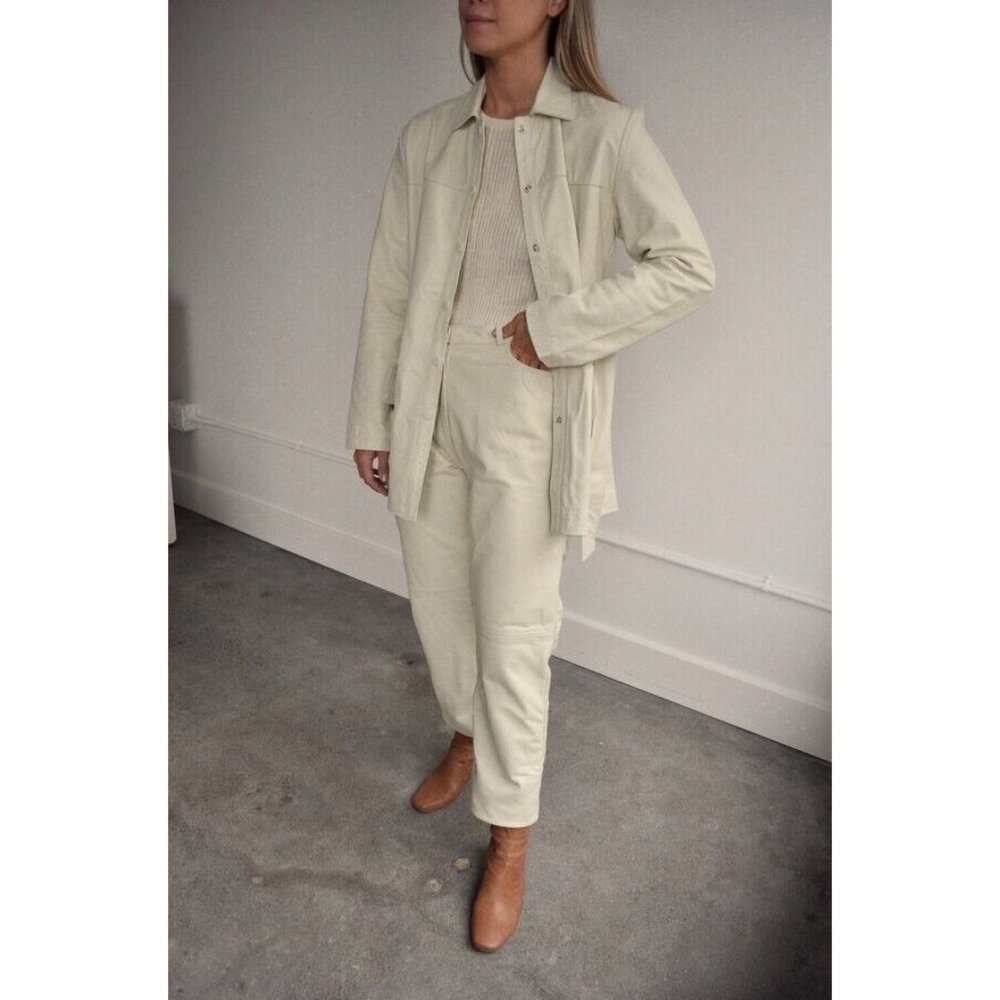 Tach Clothing Dilma Leather Pant Ivory Cream Straight Blogger - Picture 2 of 6